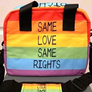 Rainbow SAME LOVE SAME RIGHTS Insulated Lunch Tote 12x9x6" LBGTQ+ Ally